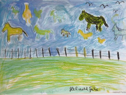 Tiere und Wiese, Aquarellstifte