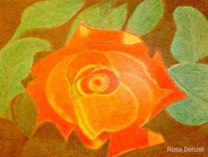 Rose, Zeichnung, Buntstift