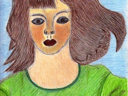 Mädchen, Zeichnung, Buntstift
