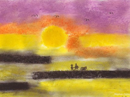 Sonnenuntergang, Pastelkreide