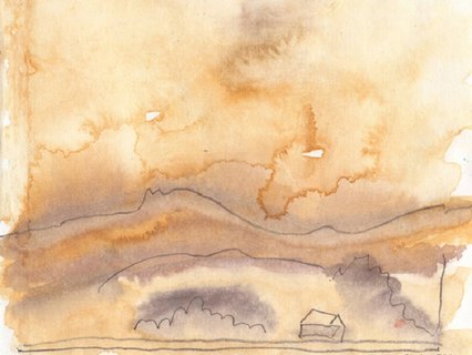 Abstrakte Landschaft, Bleistift und Wasserfarbe